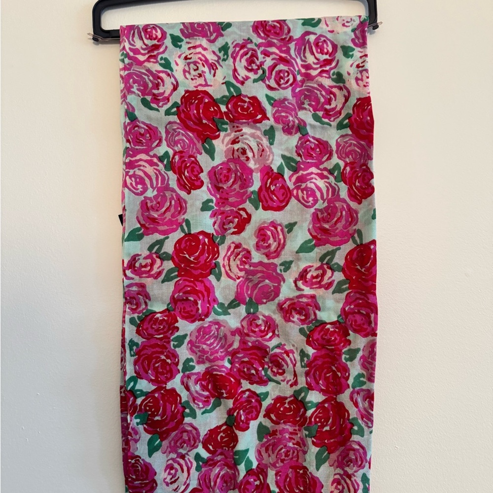 New UGG Floral Scarf with Pink and Blue Ombre Fade - Picture 2 of 6